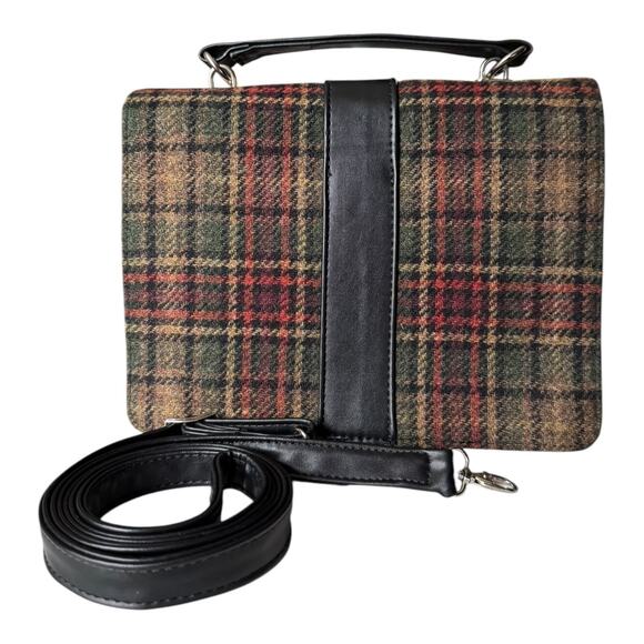 MUCROSS WEAVERS Irish Tweed Wool green & red Fiona Top Handle Crossbody - Picture 16 of 16